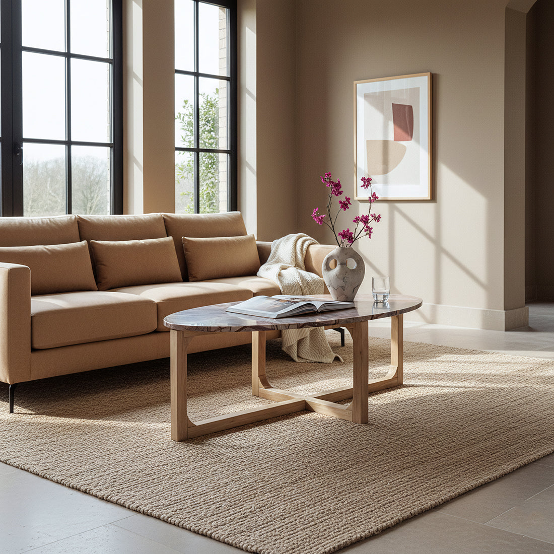 Raw Materials Ovale Marmeren Salontafel Bizar Bruin 120x60cm