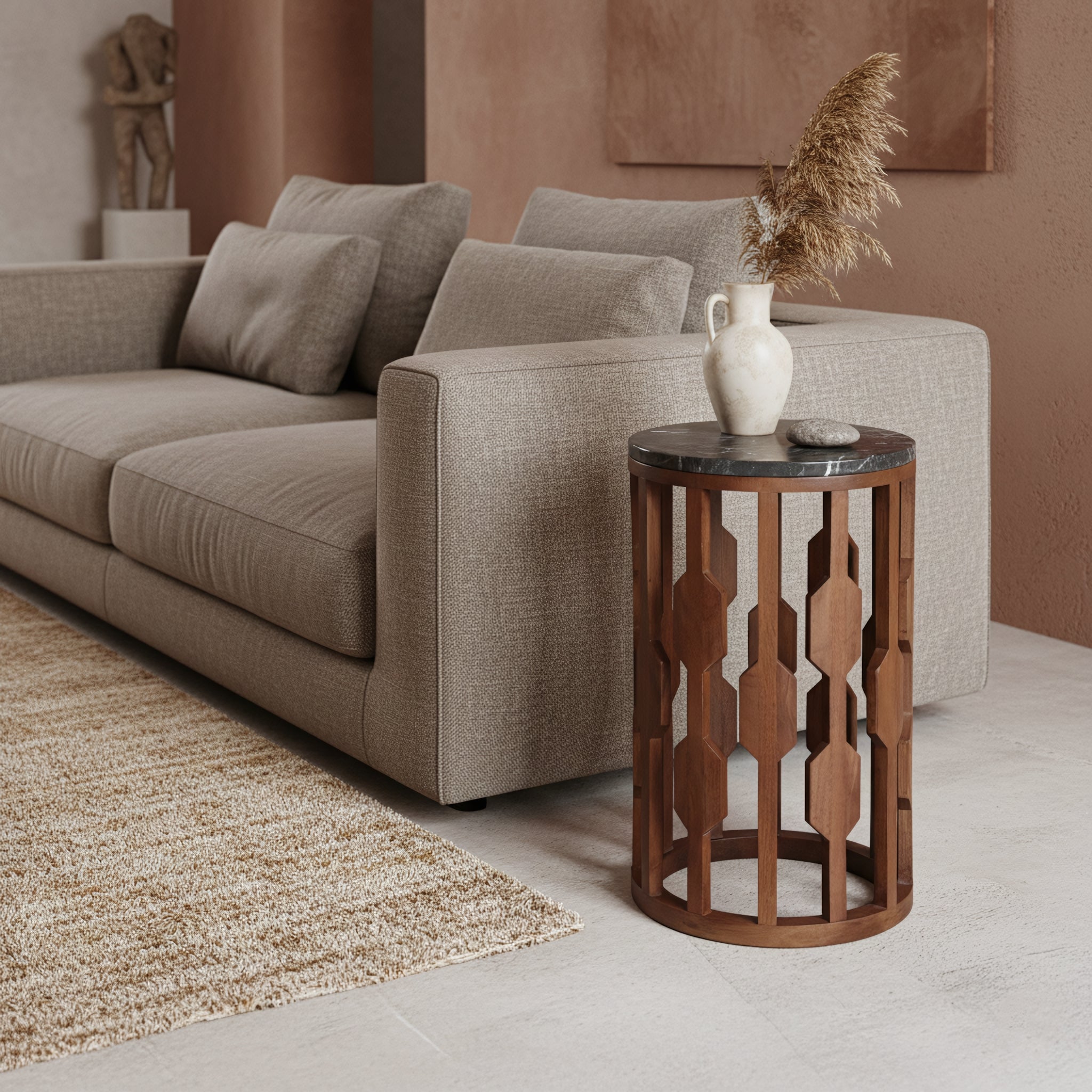 Raw Materials Lampung Marmeren Bijzettafel - Zwart