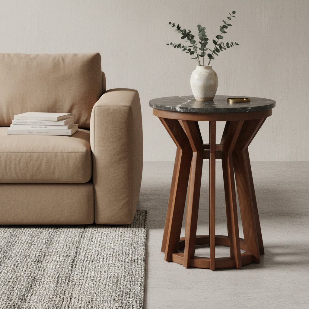 Raw Materials Sabah Marmeren Bijzettafel - Zwart