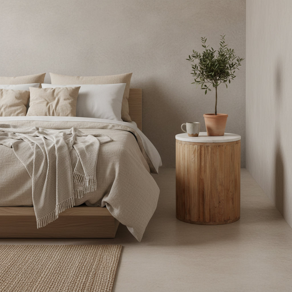 Raw Materials Malakka Marmeren Bijzettafel - Wit