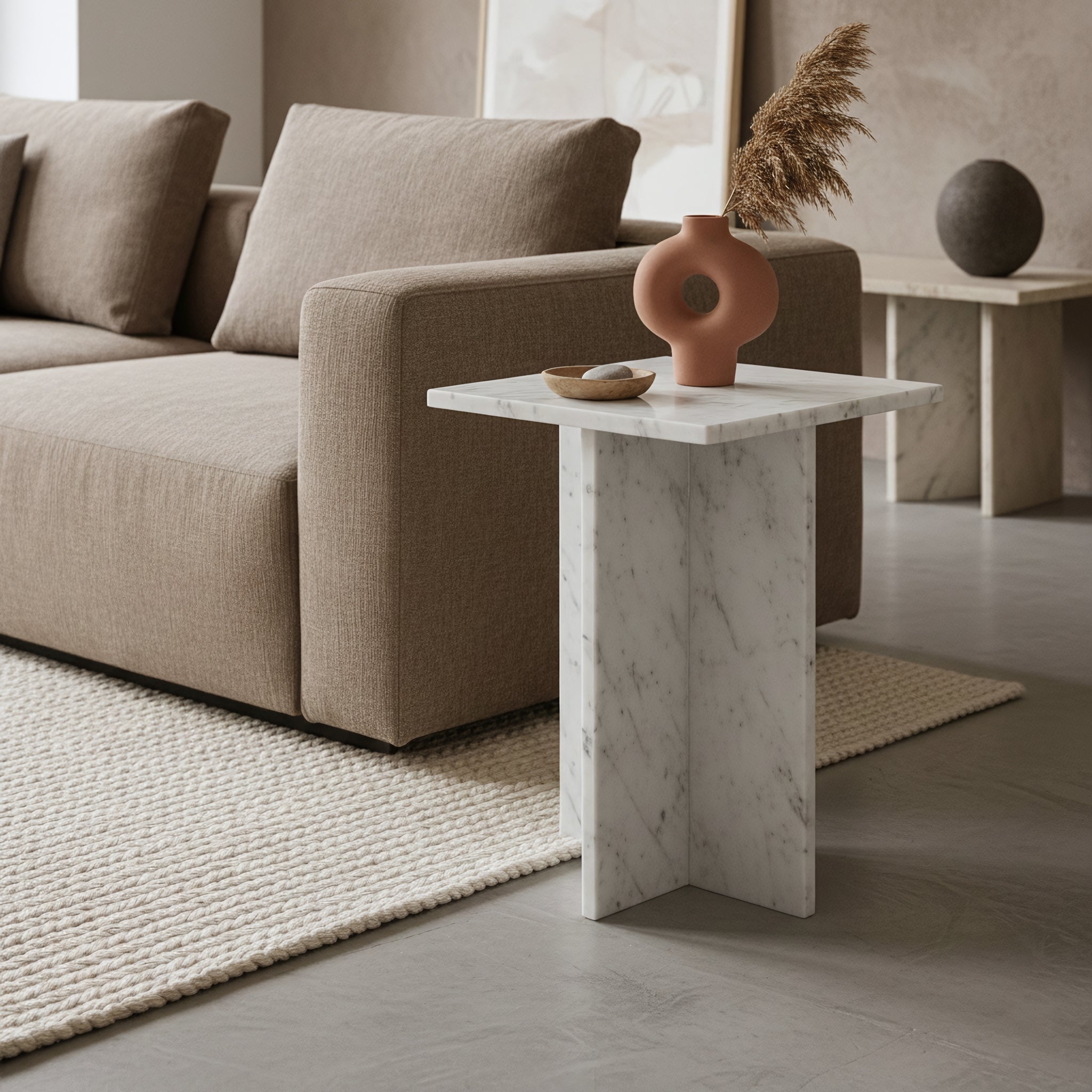 Raw Materials Bijzettafel Beijing 35x35cm Wit Marmer