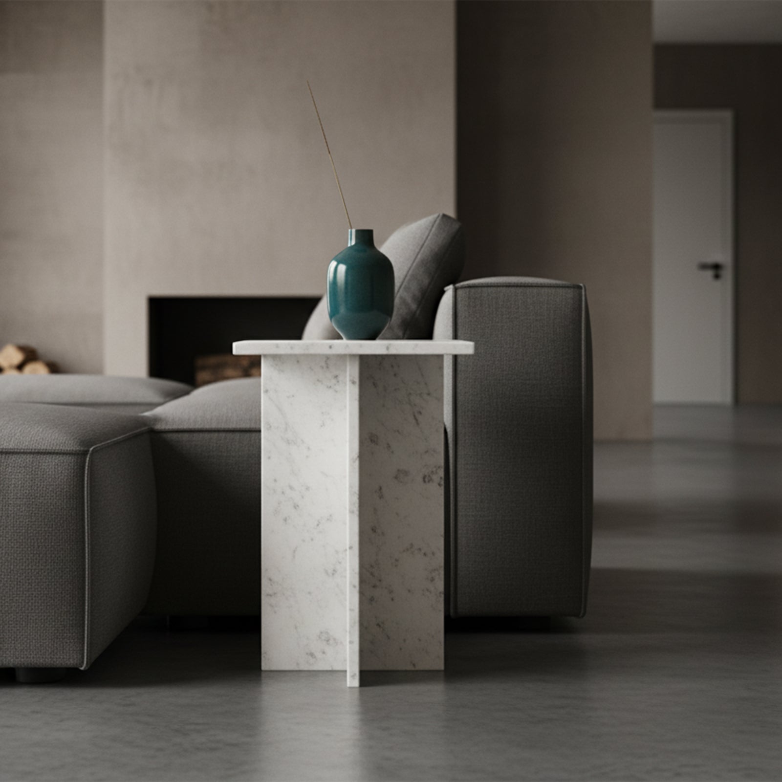 Raw Materials Bijzettafel Beijing 35x35cm Wit Marmer