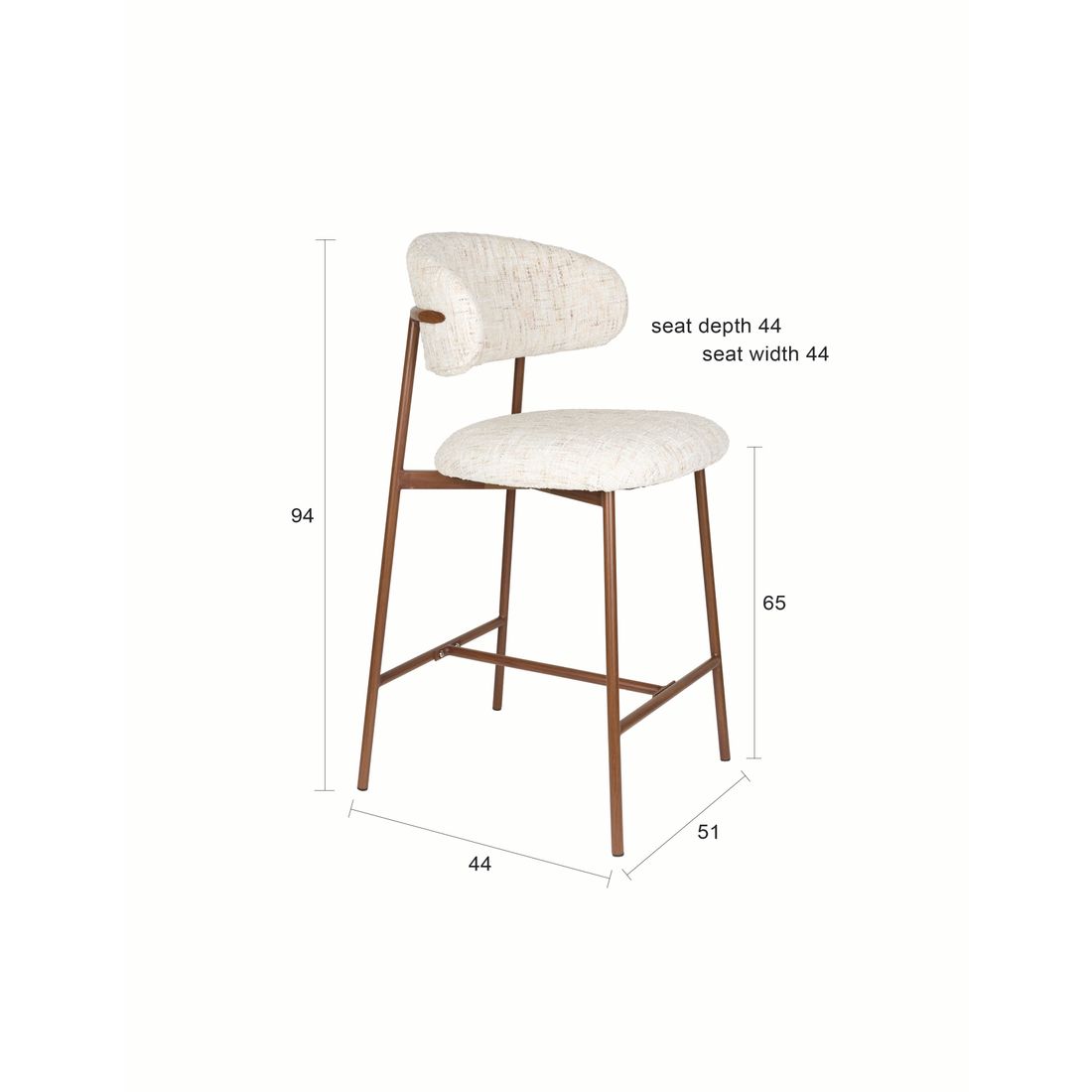 White Label Living Barkruk Claes Off-White - KwaliteitWonen.nl