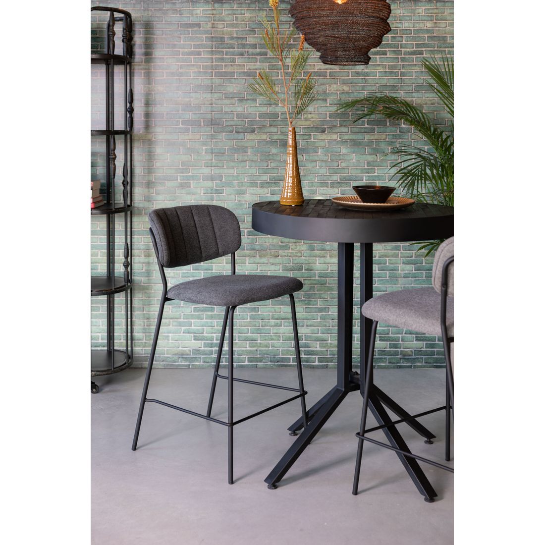 White Label Living Barkruk Jolien Zwart / Donkergrijs - KwaliteitWonen.nl