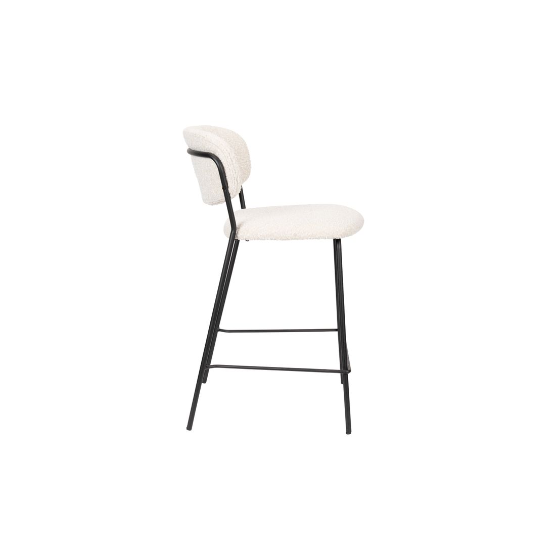 White Label Living Barkruk Jolien Zwart / Wit Boucle - KwaliteitWonen.nl