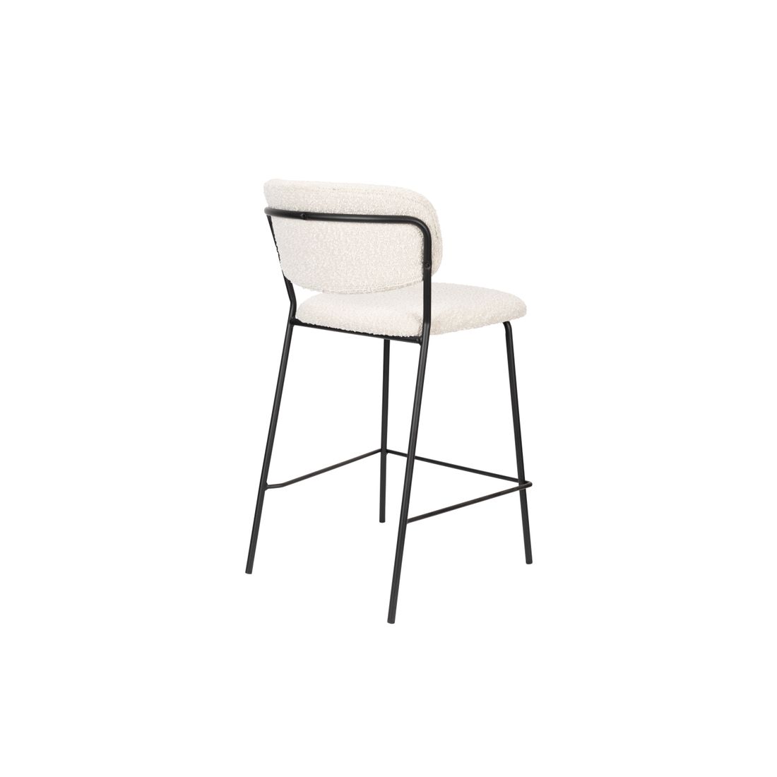 White Label Living Barkruk Jolien Zwart / Wit Boucle - KwaliteitWonen.nl