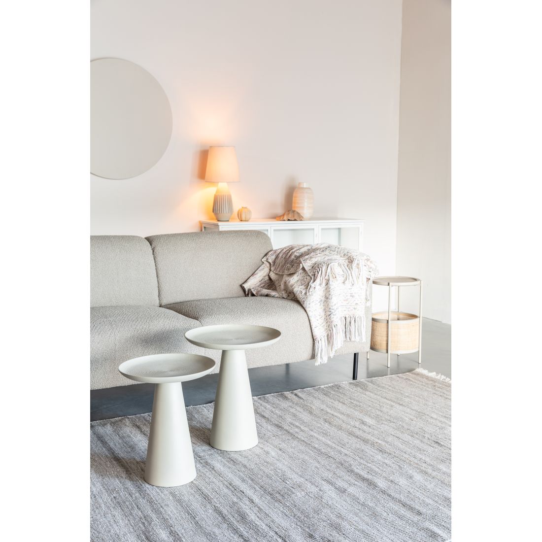 White Label Living Bijzettafel Ringar Wit Beige L - KwaliteitWonen.nl
