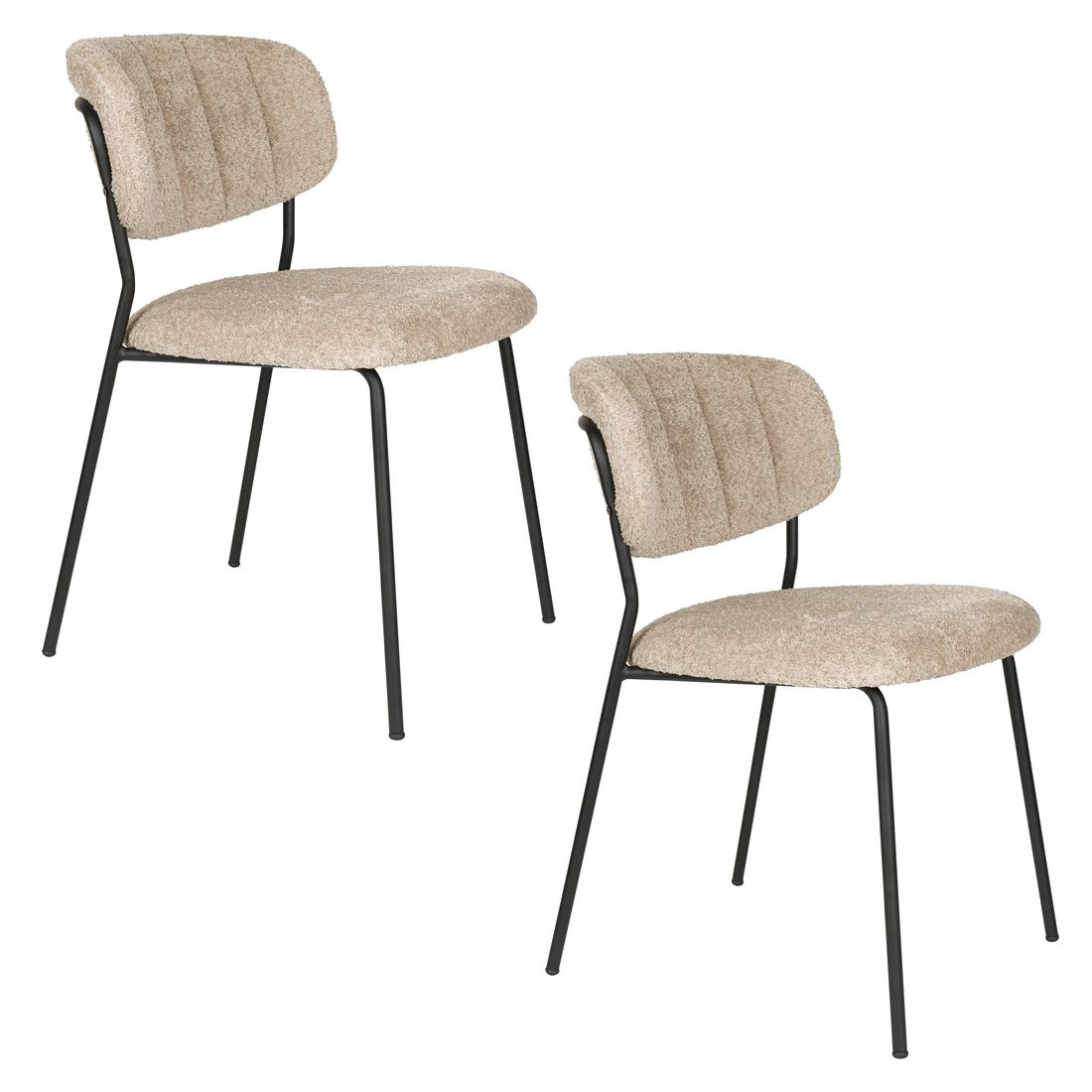 White Label Living Chair Jolien Black/Beige Bouclé - KwaliteitWonen.nl