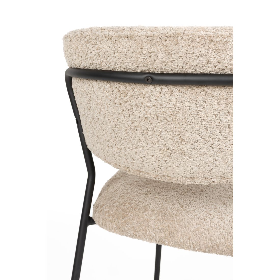 White Label Living Chair Jolien Black/Beige Bouclé - KwaliteitWonen.nl