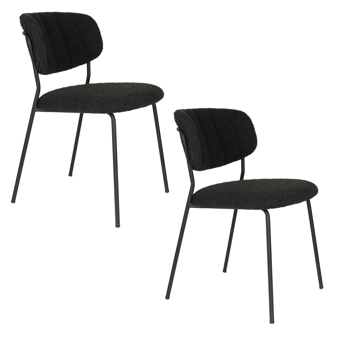 White Label Living Chair Jolien Black/Black Bouclé - KwaliteitWonen.nl