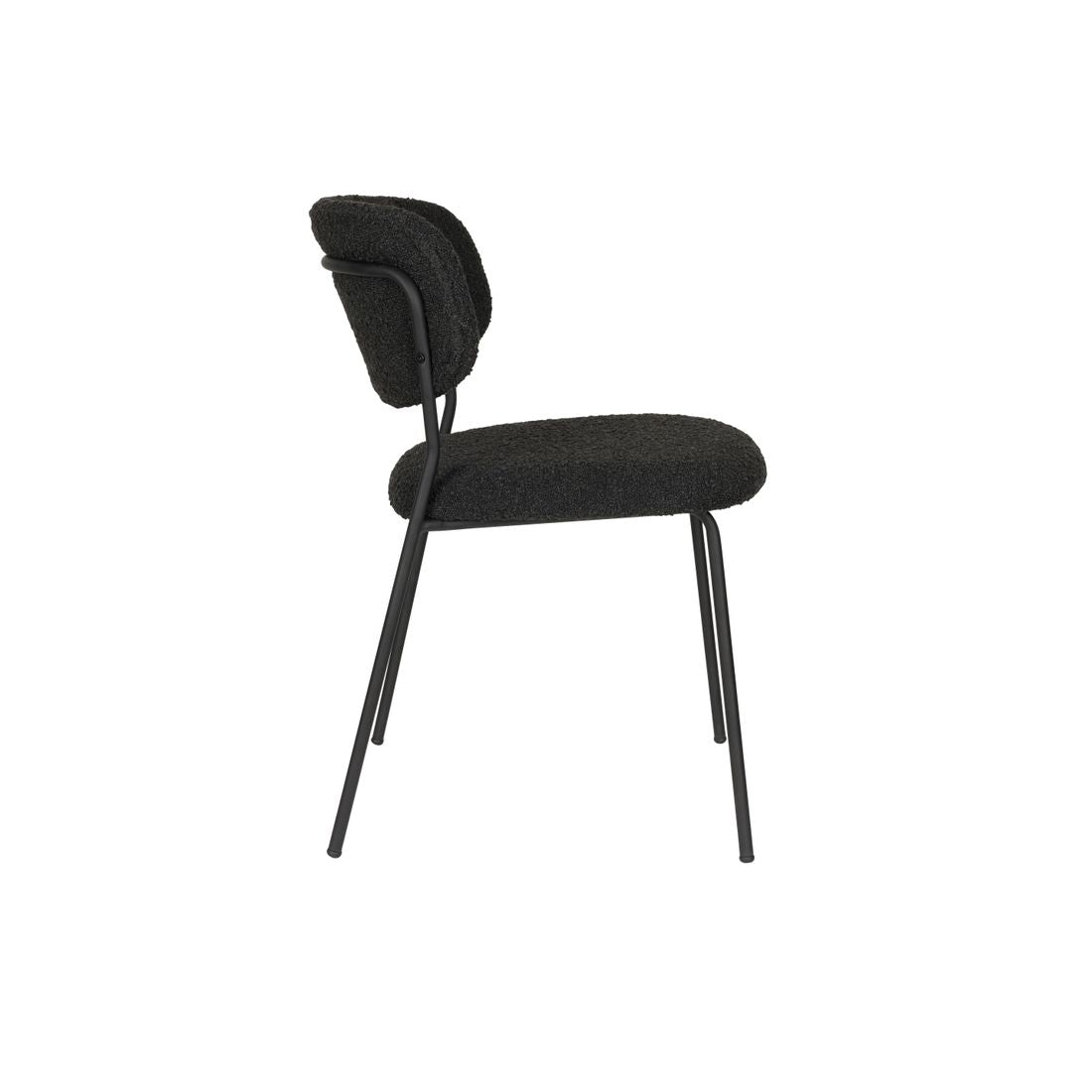 White Label Living Chair Jolien Black/Black Bouclé - KwaliteitWonen.nl