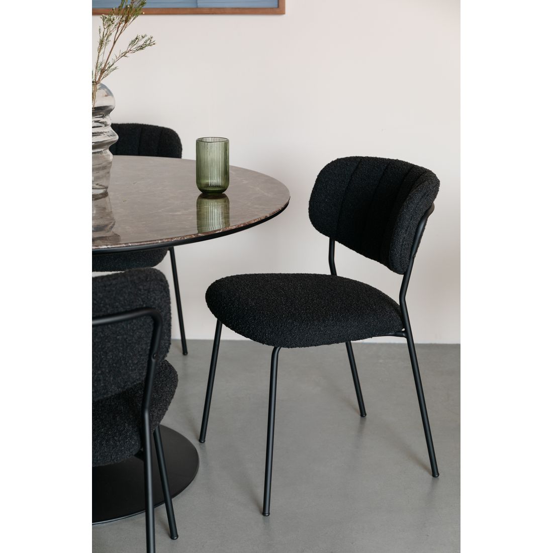 White Label Living Chair Jolien Black/Black Bouclé - KwaliteitWonen.nl