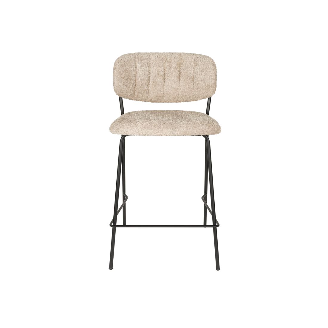 White Label Living Counter Stool Jolien Black/Beige Bouclé - KwaliteitWonen.nl
