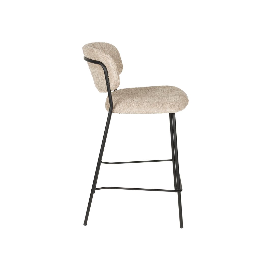 White Label Living Counter Stool Jolien Black/Beige Bouclé - KwaliteitWonen.nl