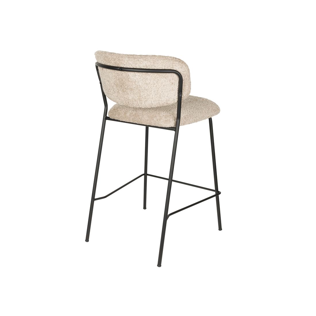 White Label Living Counter Stool Jolien Black/Beige Bouclé - KwaliteitWonen.nl