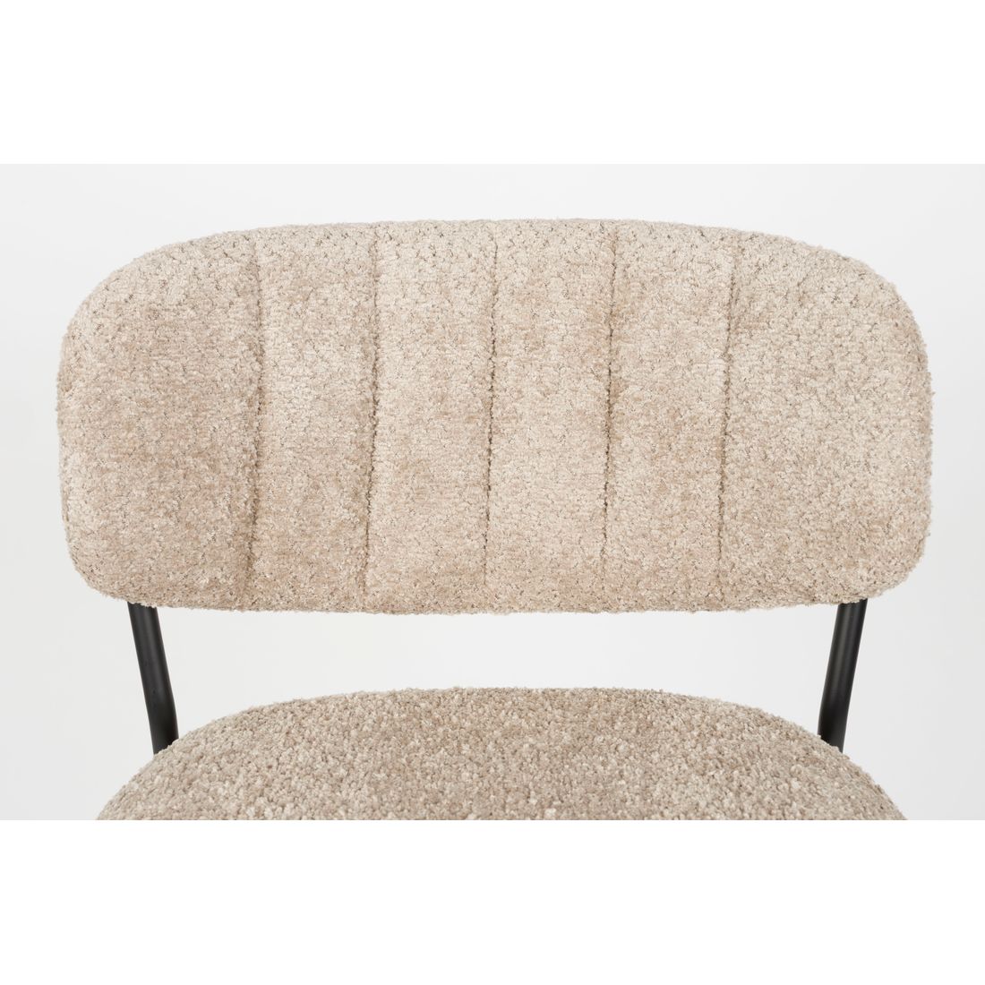 White Label Living Counter Stool Jolien Black/Beige Bouclé - KwaliteitWonen.nl