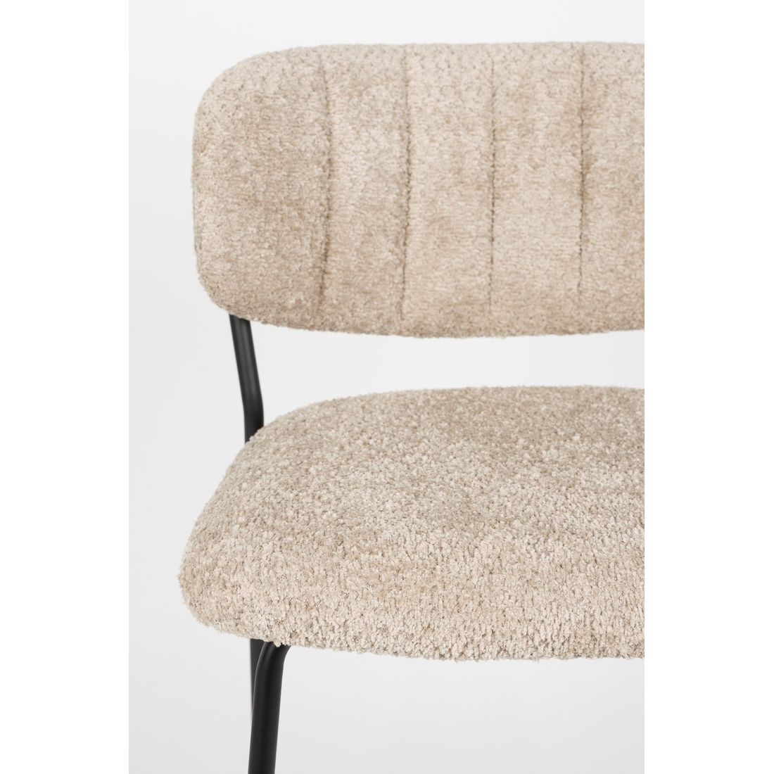 White Label Living Counter Stool Jolien Black/Beige Bouclé - KwaliteitWonen.nl