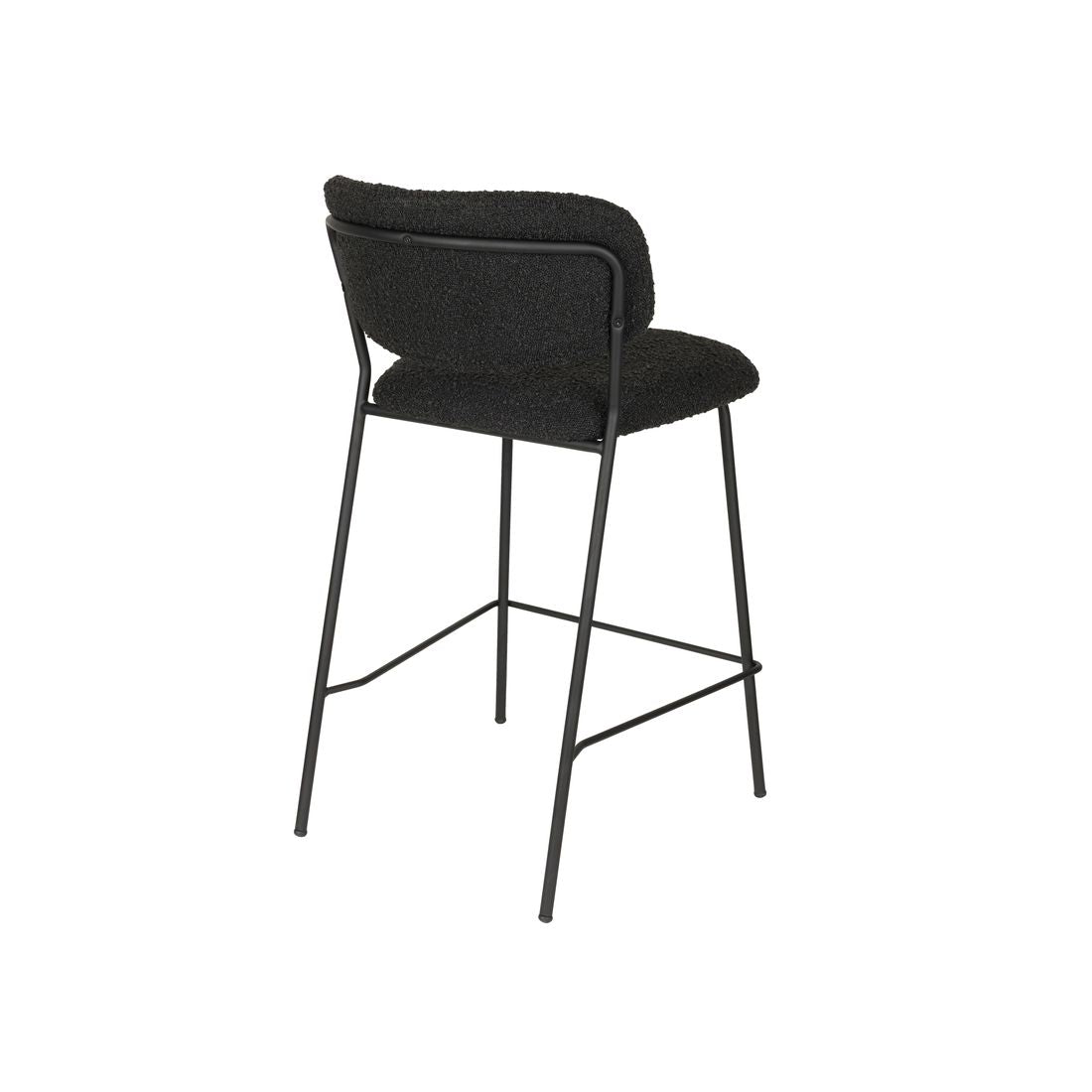 White Label Living Counter Stool Jolien Black/Black Bouclé - KwaliteitWonen.nl