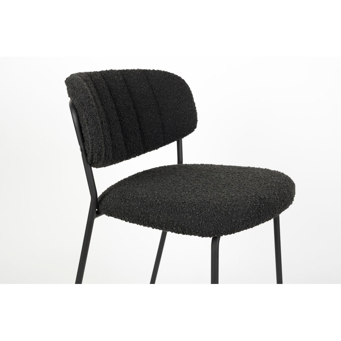 White Label Living Counter Stool Jolien Black/Black Bouclé - KwaliteitWonen.nl