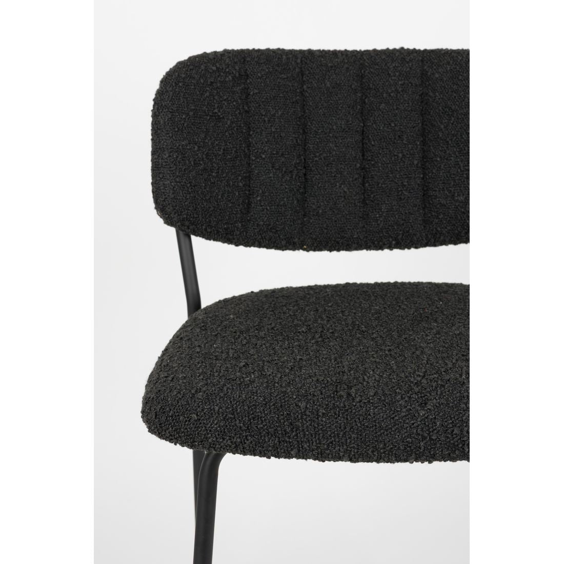 White Label Living Counter Stool Jolien Black/Black Bouclé - KwaliteitWonen.nl