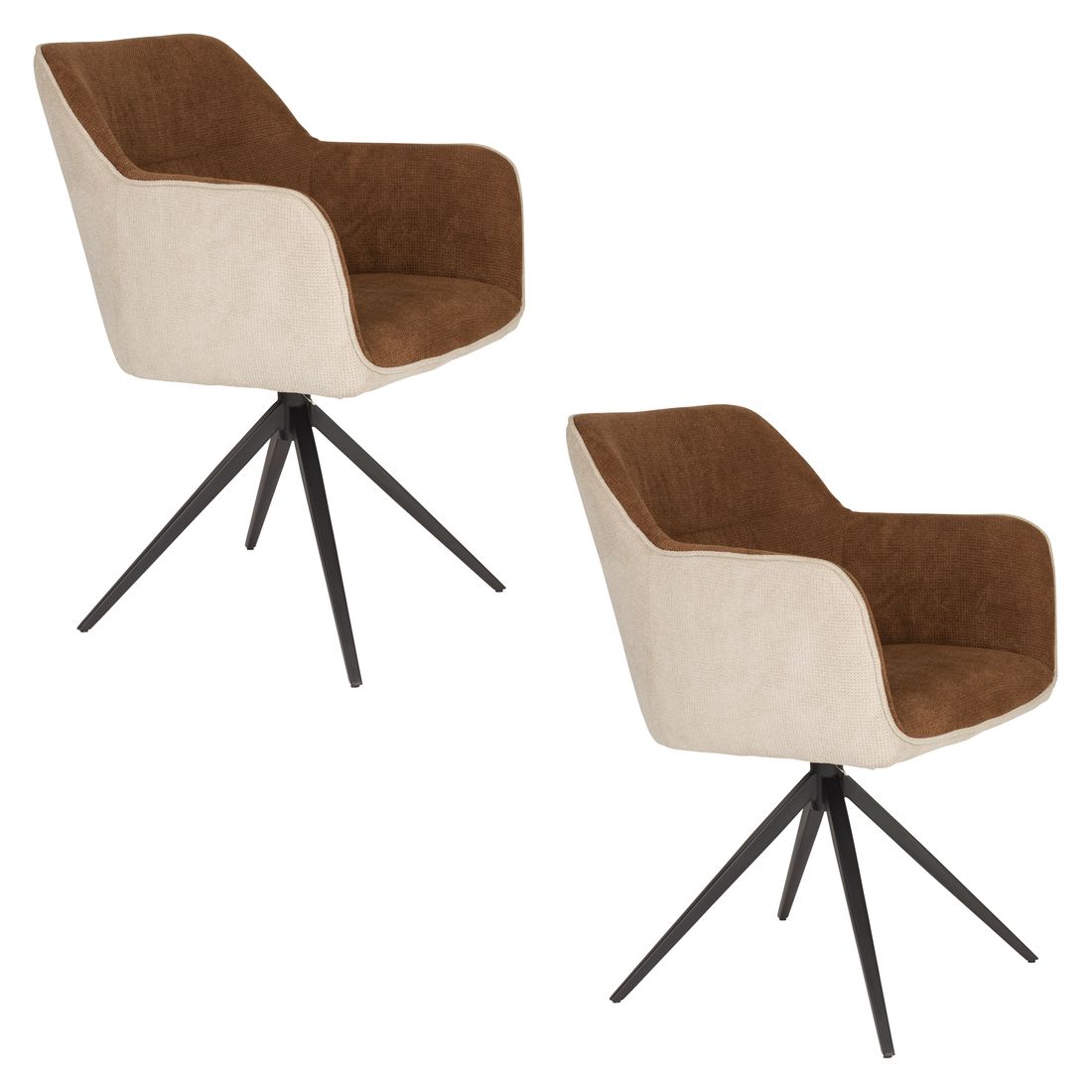 White Label Living Eetkamerstoel Daley Beige / Bruin - KwaliteitWonen.nl