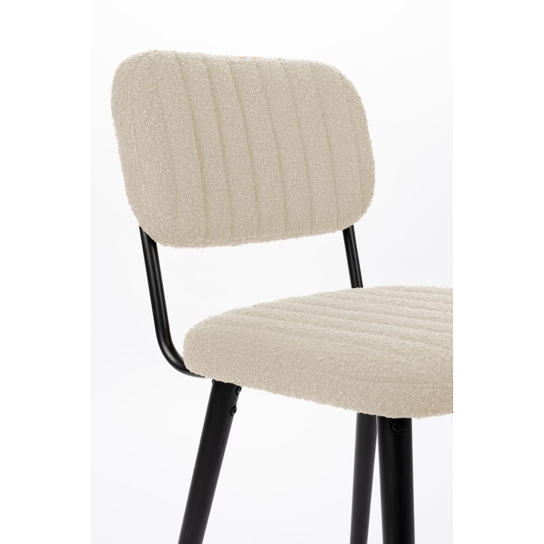 White Label Living Eetkamerstoel Jake Bouclé Wit - KwaliteitWonen.nl