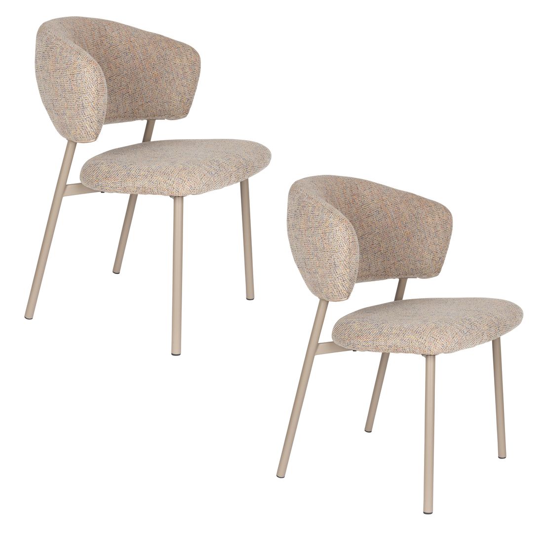 White Label Living Eetkamerstoel Jasmine Light Multicolour - KwaliteitWonen.nl