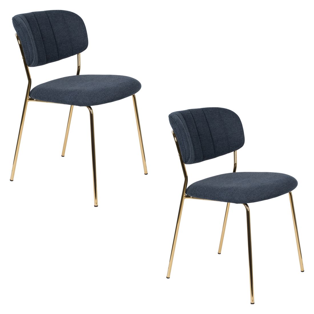 White Label Living Eetkamerstoel Jolien Goud Donkerblauw - KwaliteitWonen.nl