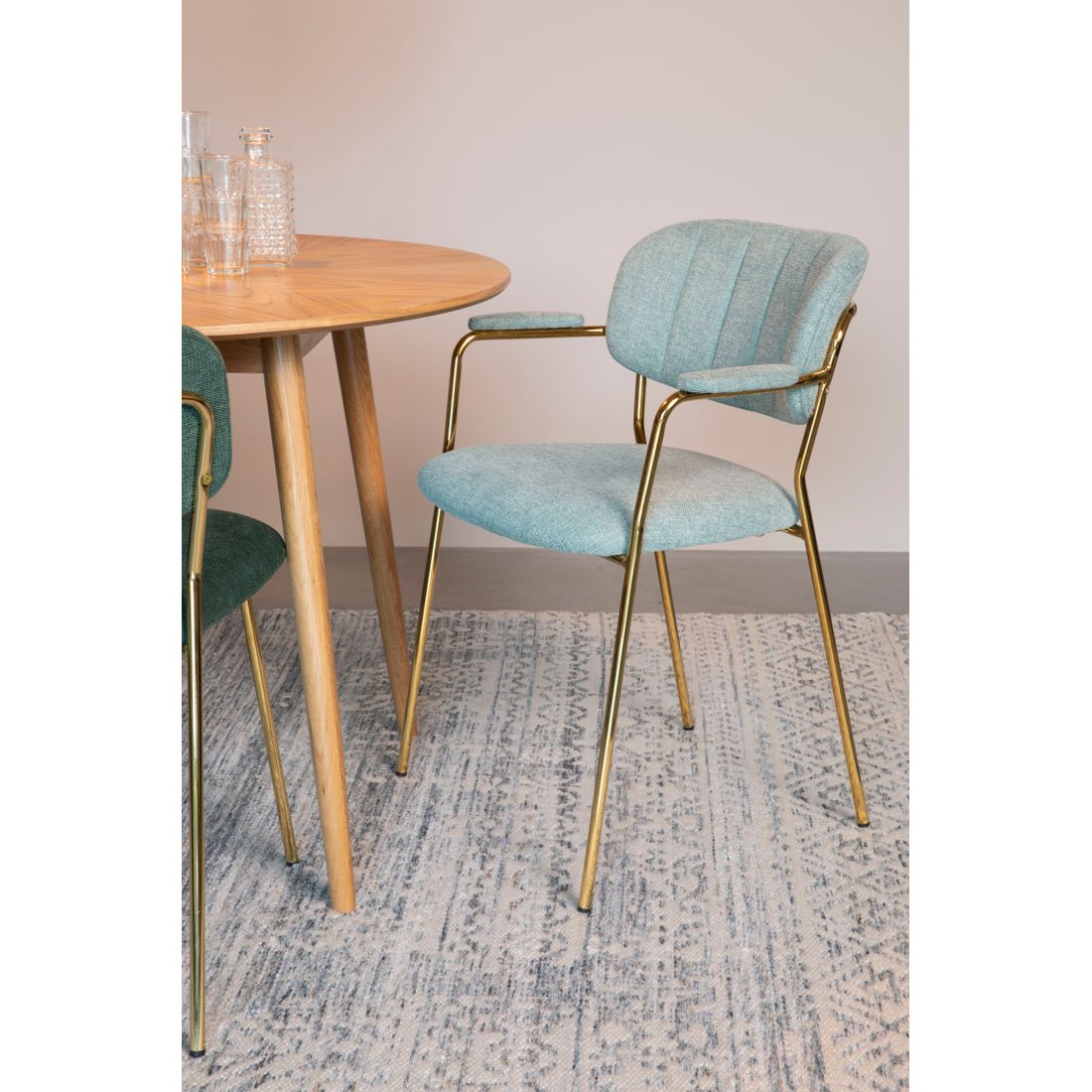 White Label Living Eetkamerstoel Jolien Goud Groen - KwaliteitWonen.nl
