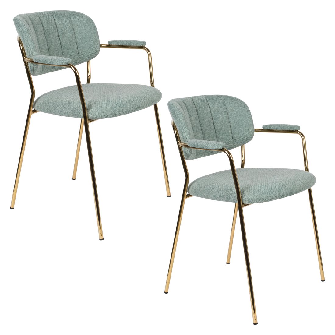 White Label Living Eetkamerstoel Jolien Goud Groen - KwaliteitWonen.nl