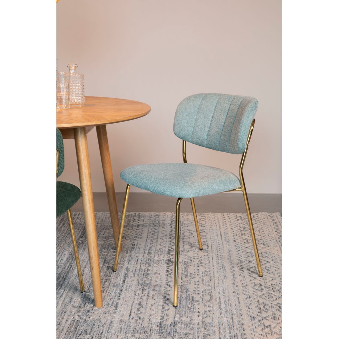 White Label Living Eetkamerstoel Jolien Goud Lichtgroen - KwaliteitWonen.nl