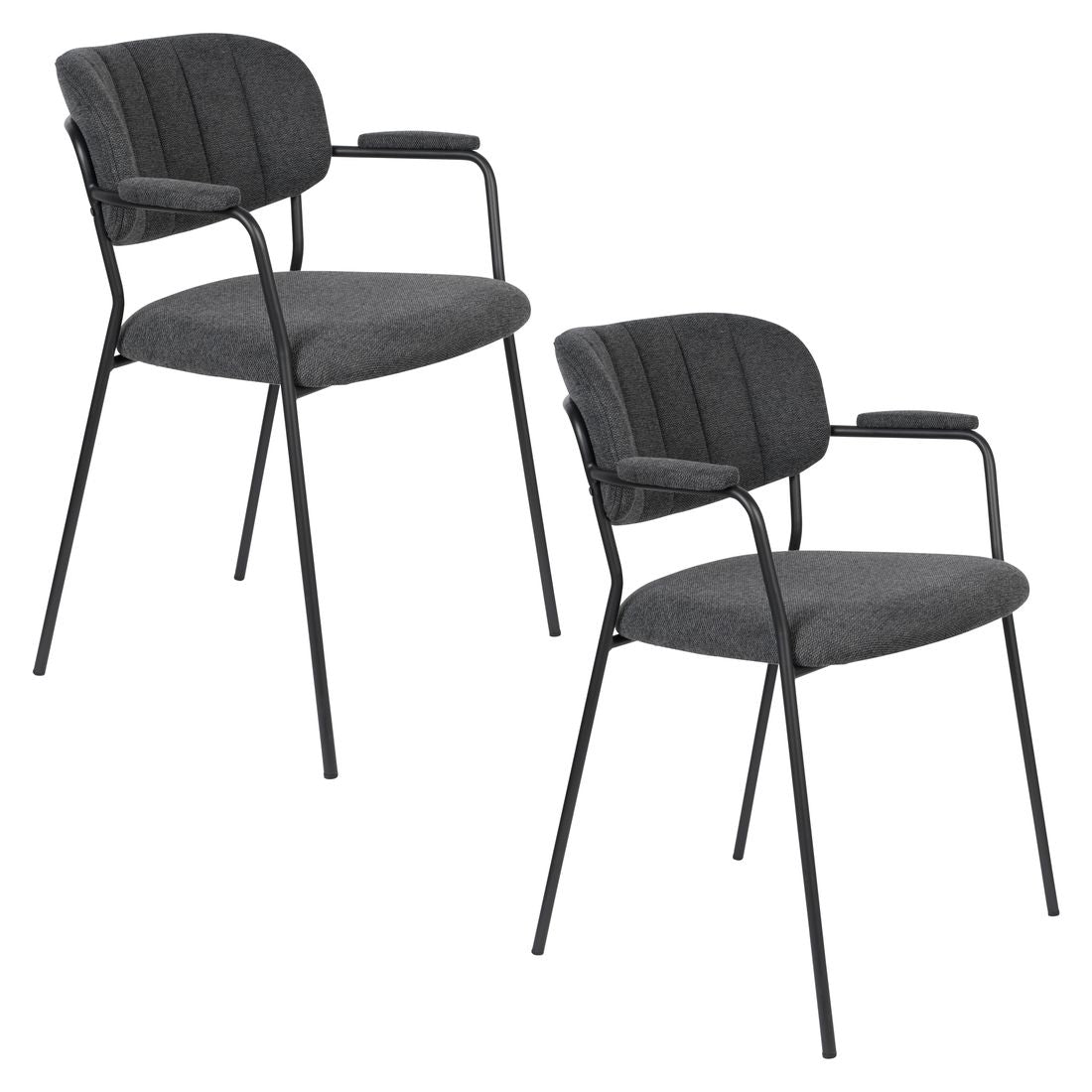 White Label Living Eetkamerstoel Jolien Zwart Donkergrijs - KwaliteitWonen.nl
