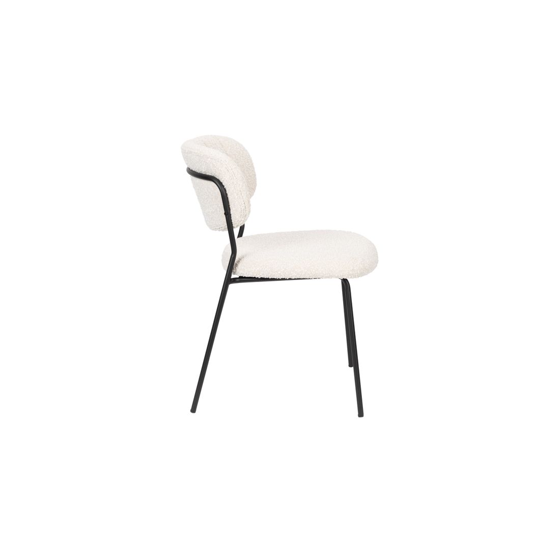 White Label Living Eetkamerstoel Jolien Zwart / Wit Bouclé - KwaliteitWonen.nl