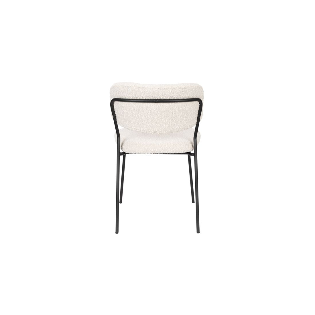 White Label Living Eetkamerstoel Jolien Zwart / Wit Bouclé - KwaliteitWonen.nl