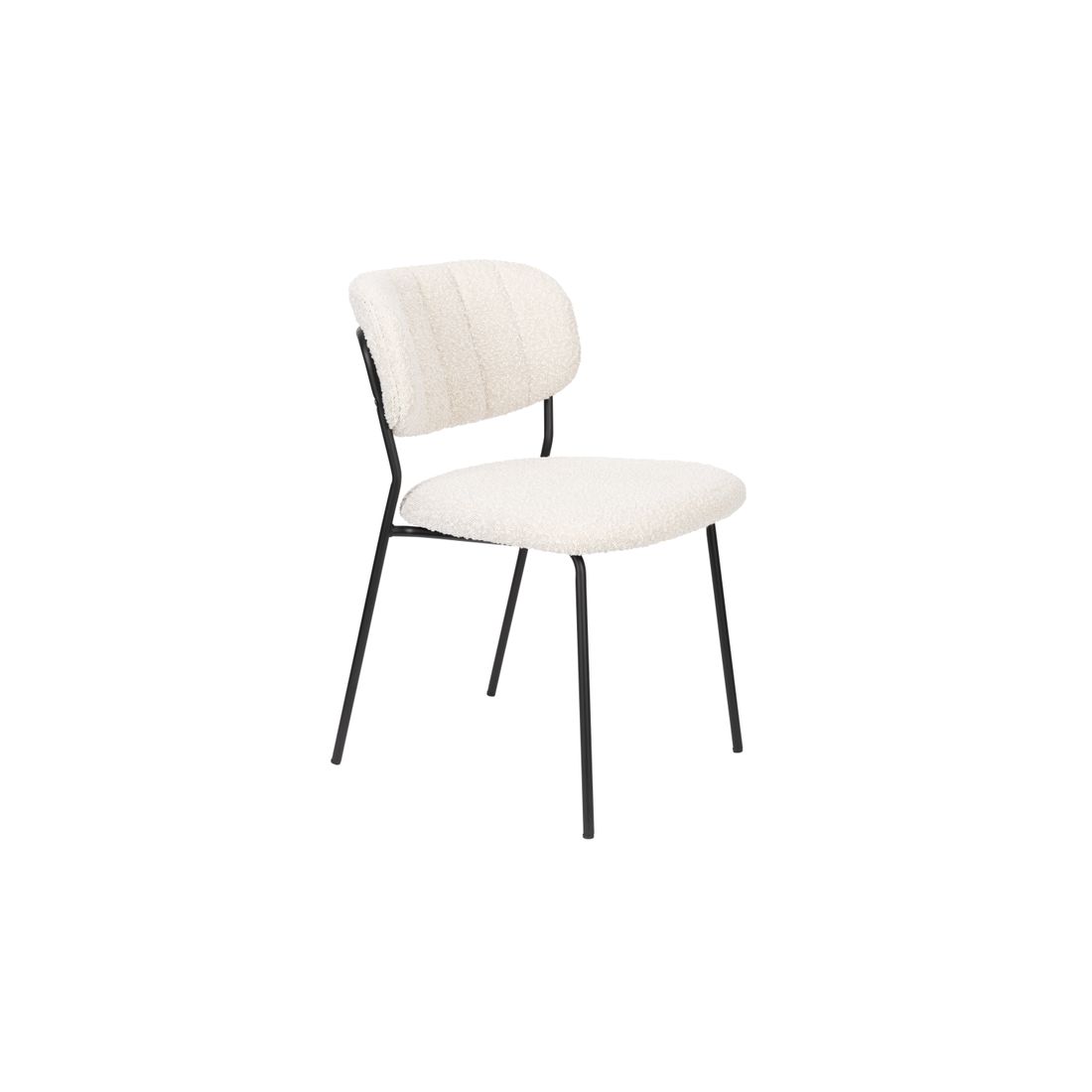 White Label Living Eetkamerstoel Jolien Zwart / Wit Bouclé - KwaliteitWonen.nl