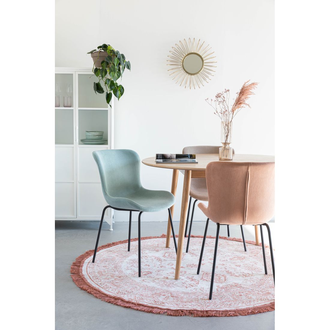 White Label Living Eetkamerstoel Junzo Rib Groen - KwaliteitWonen.nl