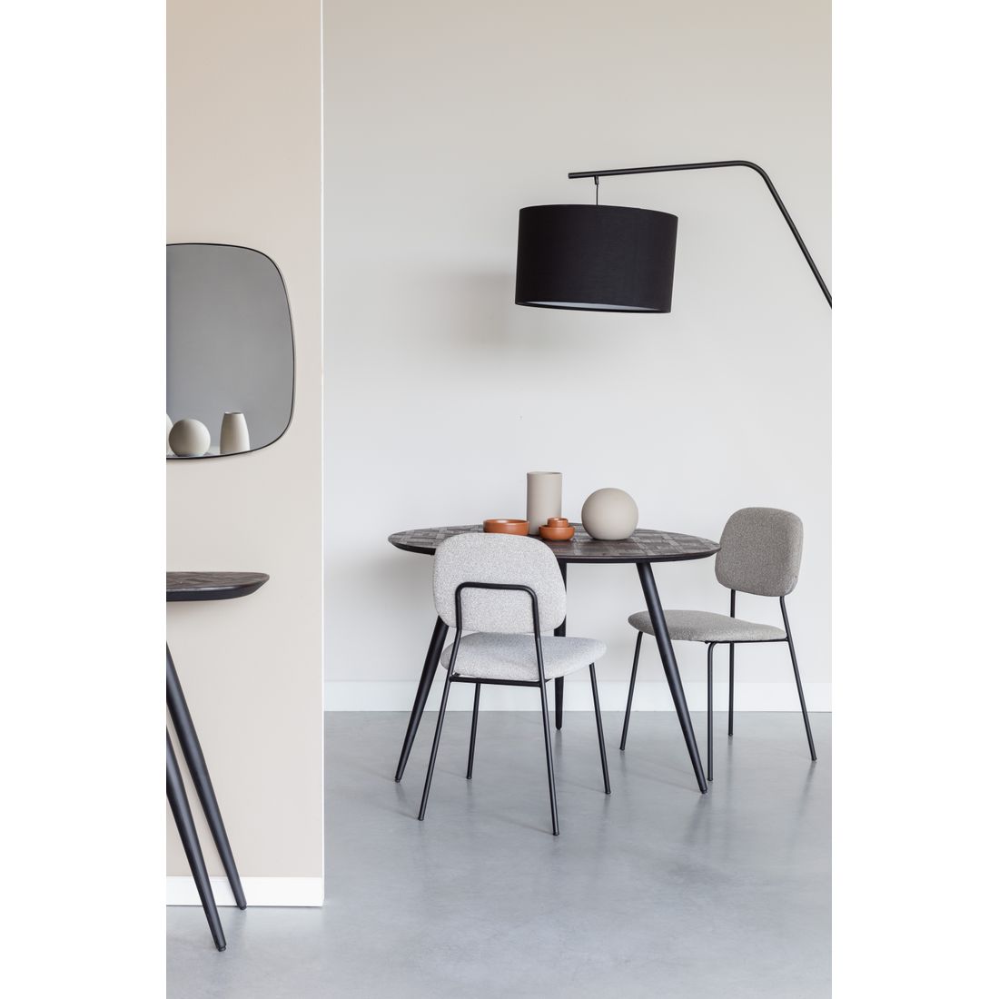 White Label Living Eetkamerstoel Roos Grijs Beige - KwaliteitWonen.nl