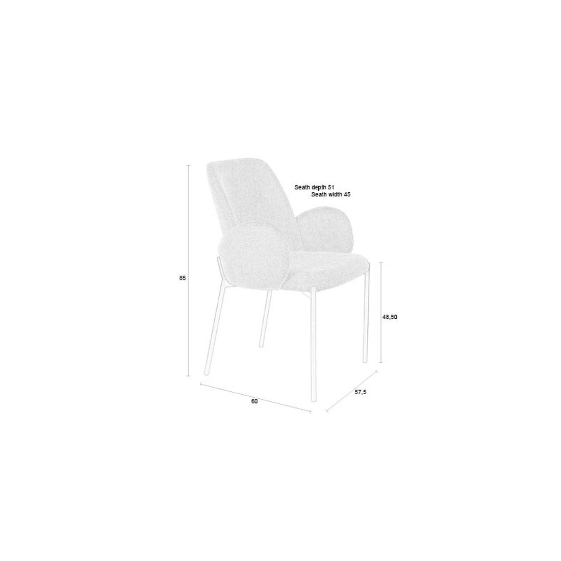 White Label Living Eetkamerstoel Tjarda Taupe - KwaliteitWonen.nl