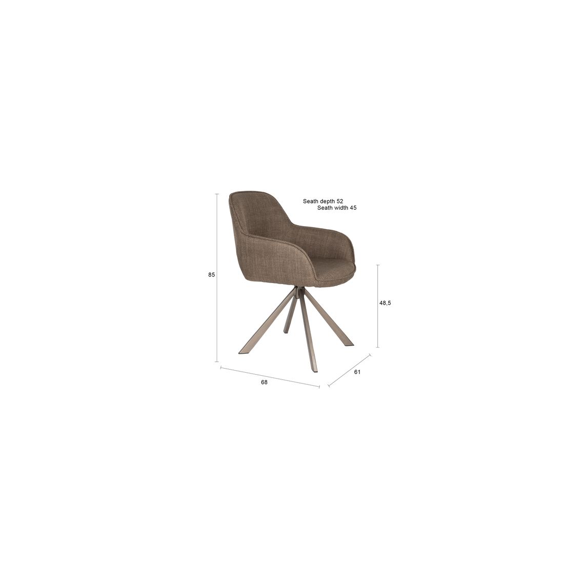 White Label Living Eetkamerstoel Toye Bruin - KwaliteitWonen.nl