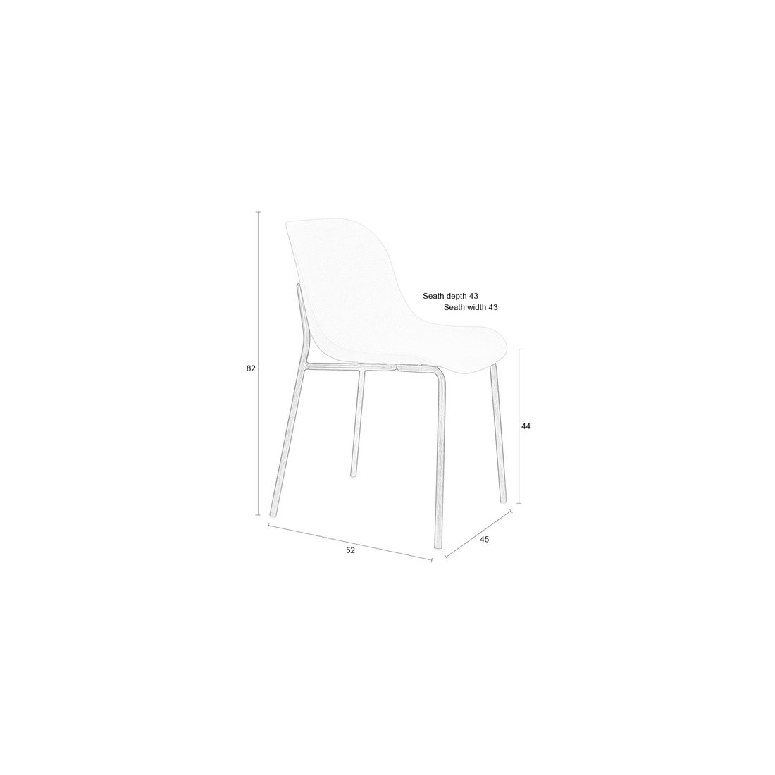 White Label Living Eetkamerstoel Wheat Wit - KwaliteitWonen.nl