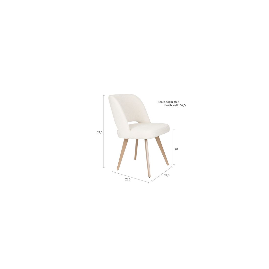 White Label Living Eetkamerstoel Yves Wit - KwaliteitWonen.nl