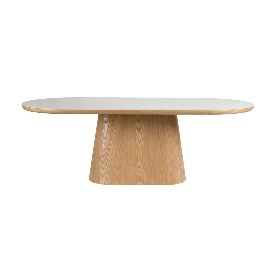 White Label Living Eetkamertafel Almira Ovaal 200x90cm Eiken Marmer - KwaliteitWonen.nl