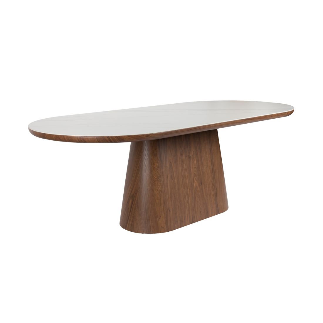 White Label Living Eettafel Almira Ovaal 200x90cm Walnoot Marmer - KwaliteitWonen.nl