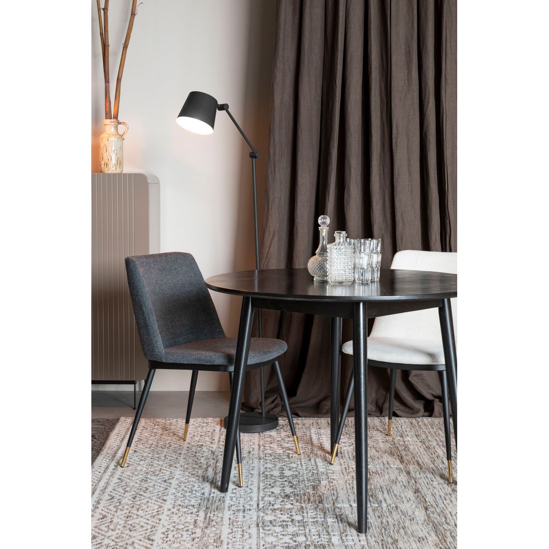 White Label Living Eettafel Fabio Rond 100cm Zwart - KwaliteitWonen.nl