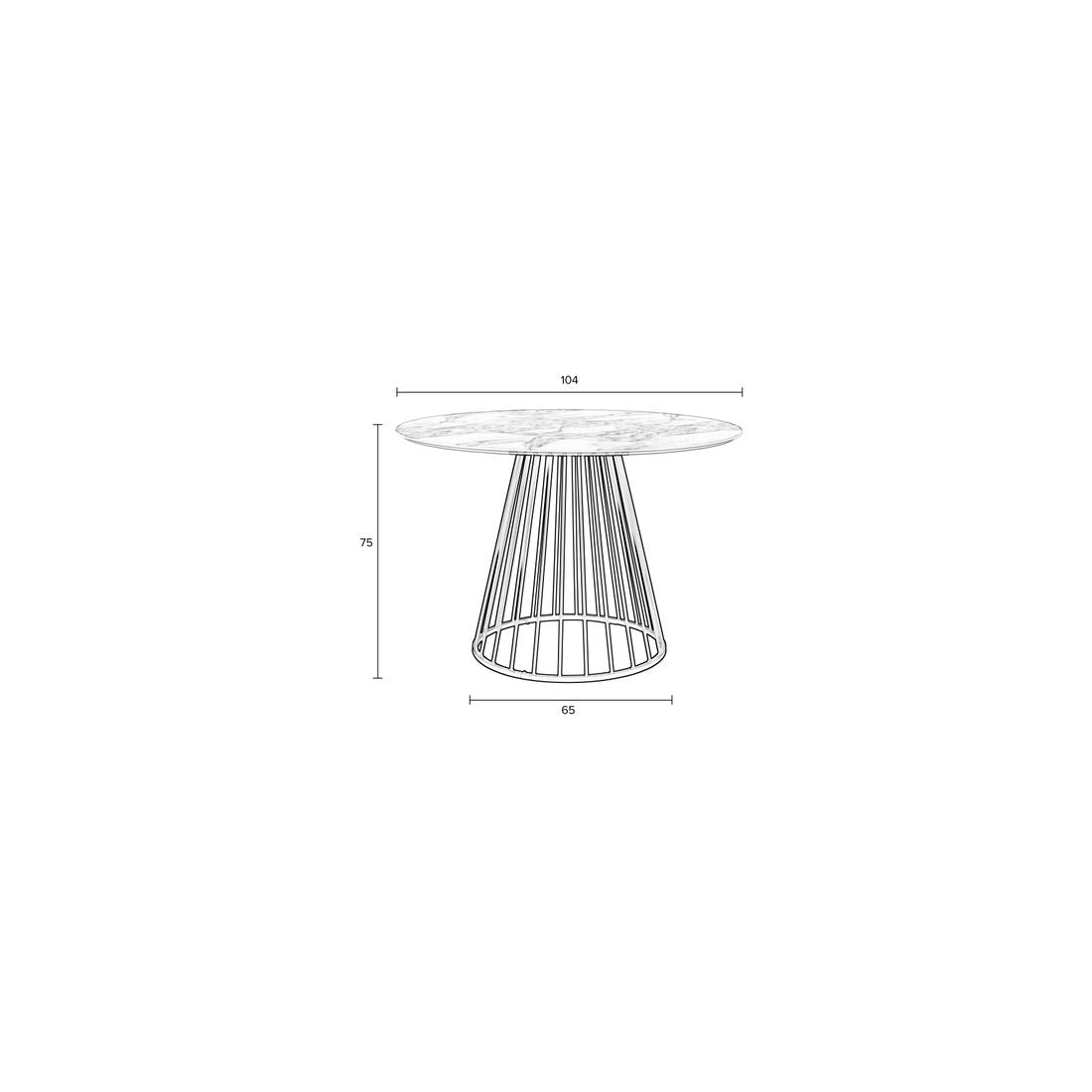 White Label Living Eettafel Floris Rond 100cm Marmerlook - KwaliteitWonen.nl