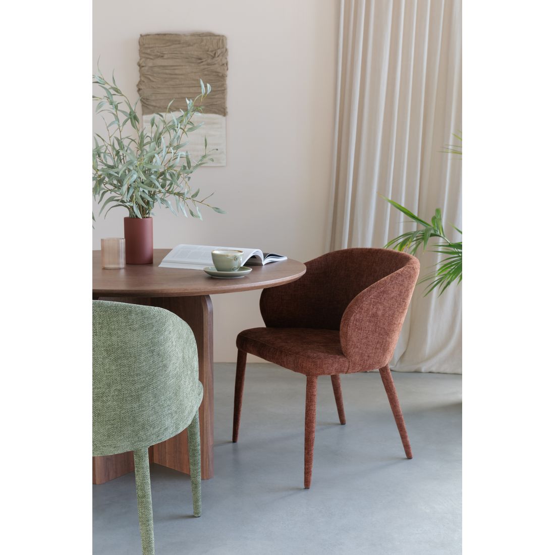 White Label Living Eettafel Laurent Rond 120cm Walnoot - KwaliteitWonen.nl