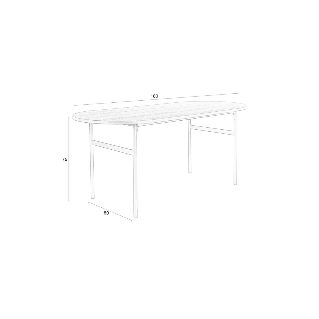 White Label Living Eettafel Marcio 180x80cm Zwart - KwaliteitWonen.nl