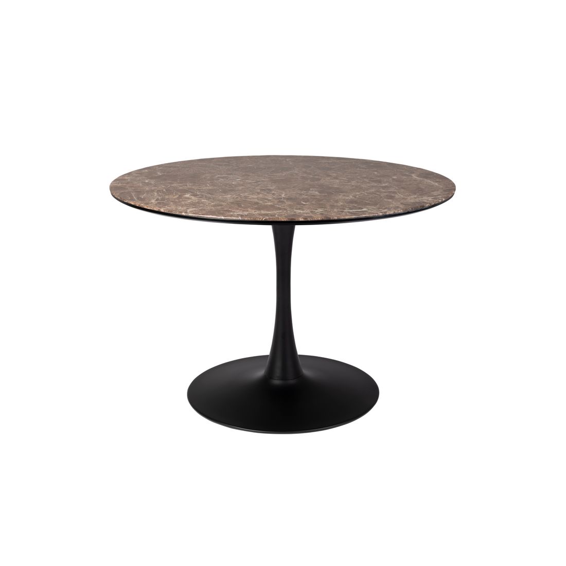 White Label Living Eettafel Maru Rond 110cm Bruin Marmerlook - KwaliteitWonen.nl