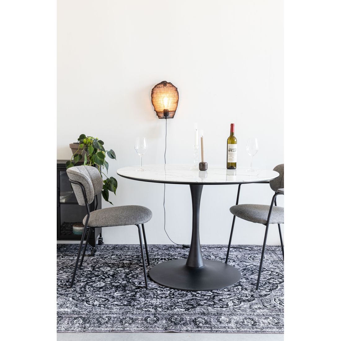 White Label Living Eettafel Maru Rond 110cm Wit Marmerlook - KwaliteitWonen.nl