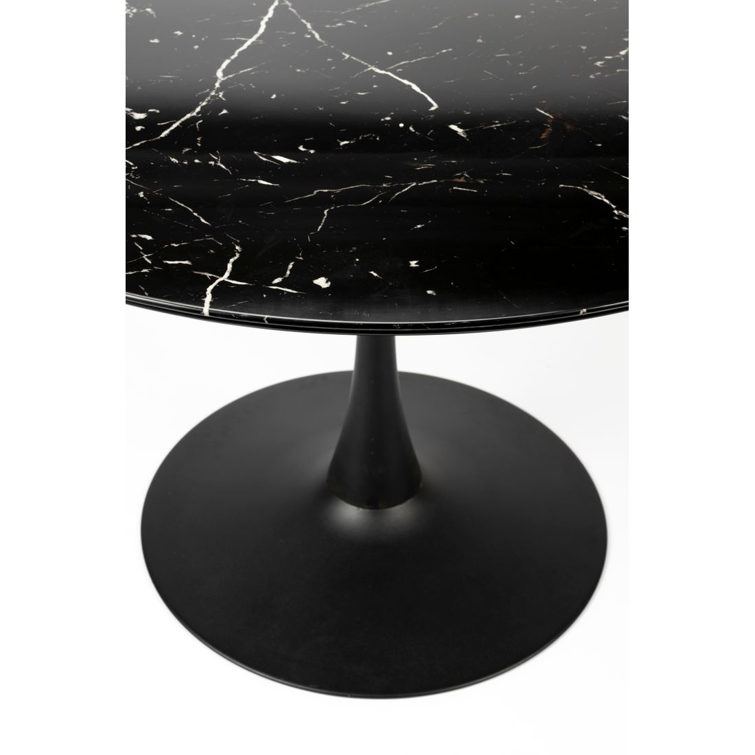 White Label Living Eettafel Maru Rond 110cm Zwart Marmerlook - KwaliteitWonen.nl